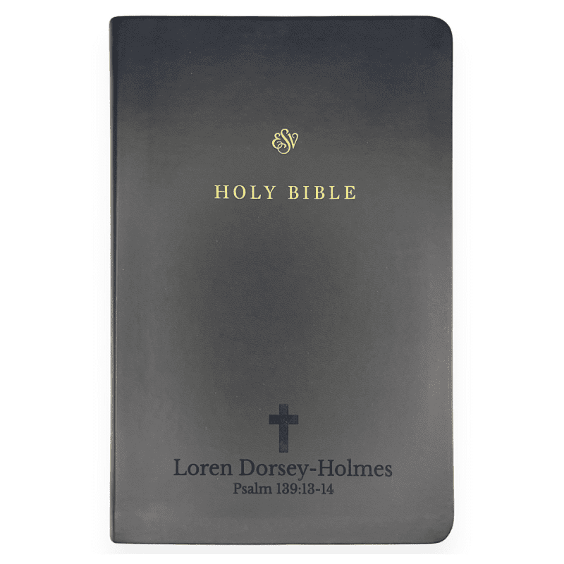 personalized black trutone faux leather esv bible shepherds shelf 290274