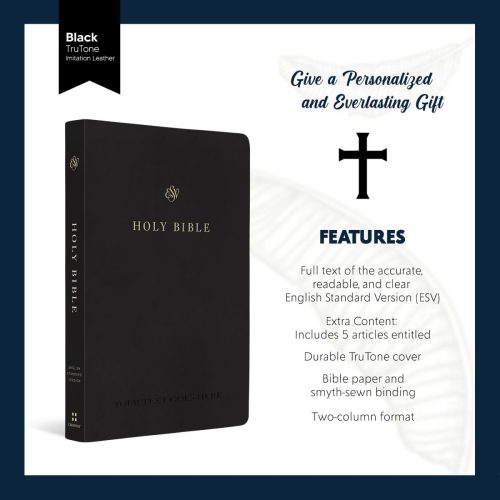 personalized black trutone faux leather graduation design esv bible shepherds shelf 340857