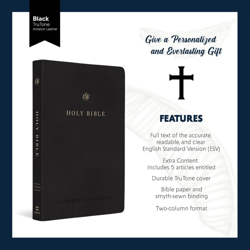 personalized black trutone faux leather graduation design esv bible shepherds shelf 340857