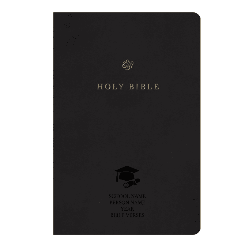 personalized black trutone faux leather graduation design esv bible shepherds shelf 671058