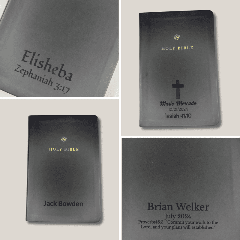 personalized black trutone faux leather wedding design esv bible shepherds shelf 622983