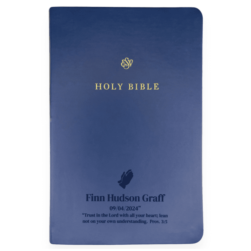 personalized blue esv bible english version shepherds shelf 608934