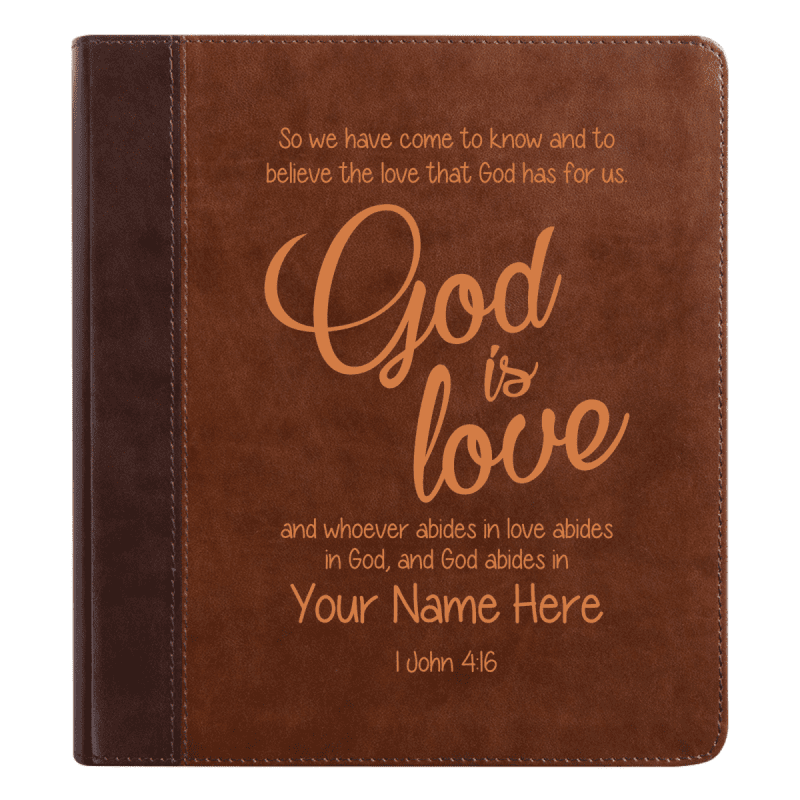 personalized esv double column faux leather classic study bible custom with full cover 1 john 416 bible verse and name gift for christian religious celebrations 318077