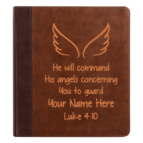 personalized esv double column faux leather classic study bible custom with full cover luke 410 bible verse and name gift for christian religious celebrations s 689836