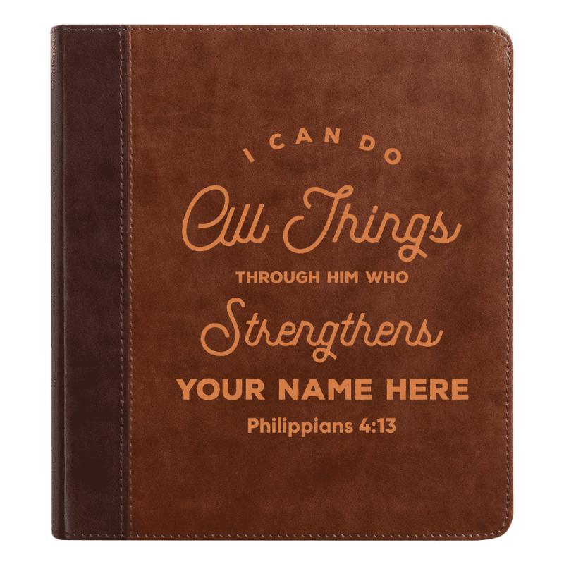 personalized esv double column faux leather classic study bible custom with full cover philippians 413 bible verse and name gift for christian religious celebra 614294