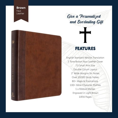 personalized esv double column faux leather classic study bible small print custom name and god bless america design gift for christian patriotic celebrations s 198499