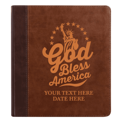 personalized esv double column faux leather classic study bible small print custom name and god bless america design gift for christian patriotic celebrations s 682471