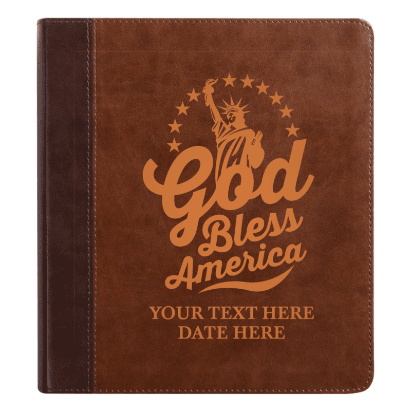 personalized esv double column faux leather classic study bible small print custom name and god bless america design gift for christian patriotic celebrations s 682471