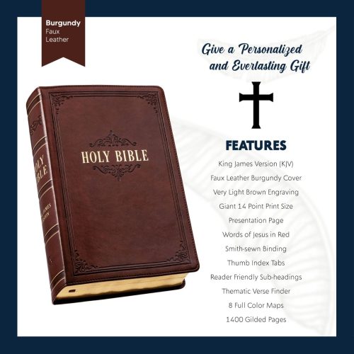 personalized kjv holy bible faux leather large bible with index tabs giant print king james version bible custom with name date or text gift for christian relig 508932