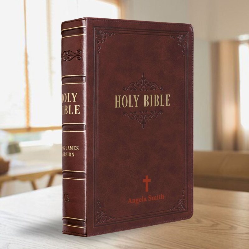 personalized kjv holy bible faux leather large bible with index tabs giant print king james version bible custom with name date or text gift for christian relig 982128