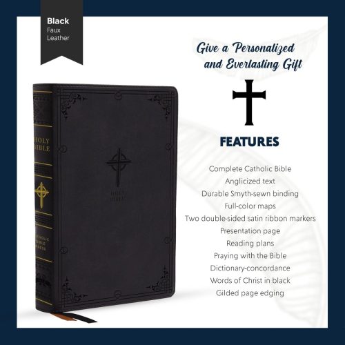 personalized nabre catholic holy bible for wedding ceremony faux leather large print size faith vows gift with custom name groom and bride bible black shepherde 296653