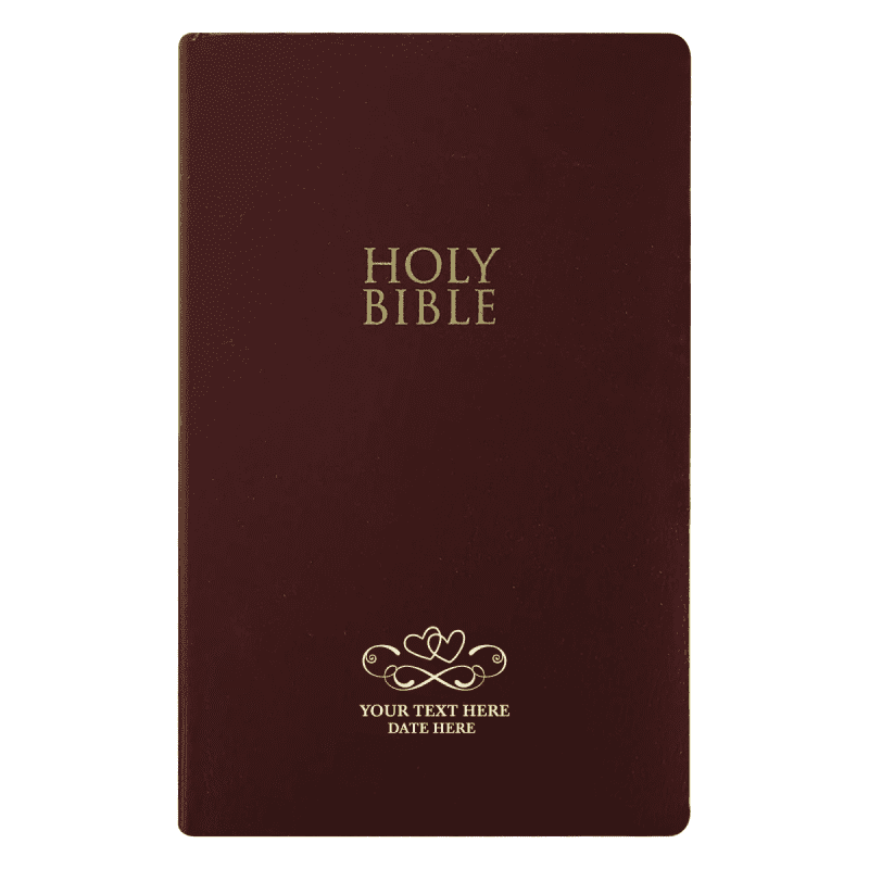 personalized niv bible faux leather holy bible for wedding ceremony christian faith vows gift with custom name small print with red highlighted verses custom gr 827819